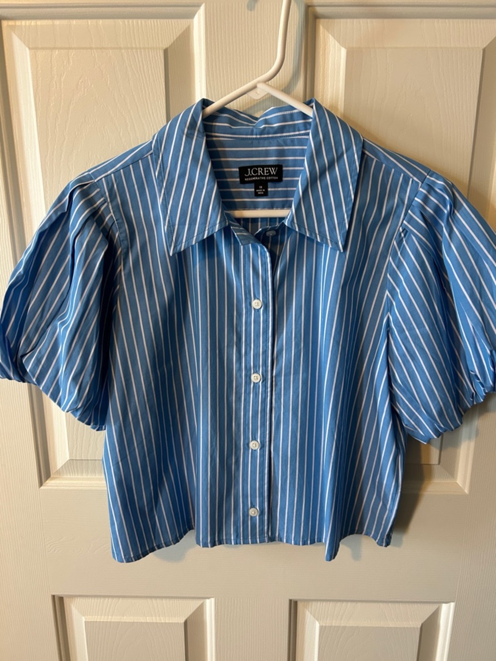 J. Crew Blue and White Striped Button-Down Shirt